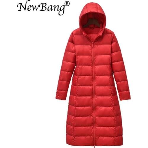 NewBang Long Woman Ultra Light Down Jacket Windbreaker Outwear Parka XXXL Hooded