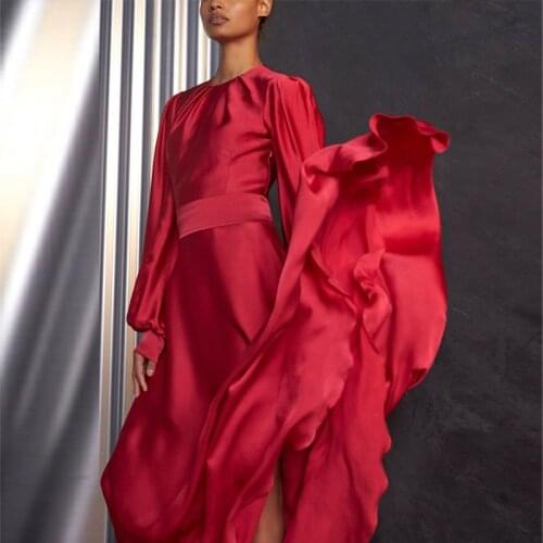 Sexy open back New dress temperament Goddess Dress red dress women high quality banquet dress