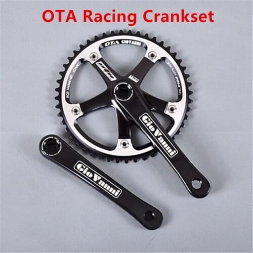 OTA Bicycle Crankset Fixed Gear Racing 48T Chainwheel 165mm Length Crank Single Speed With Square Hole Aluminum Alloy Fixie Bike