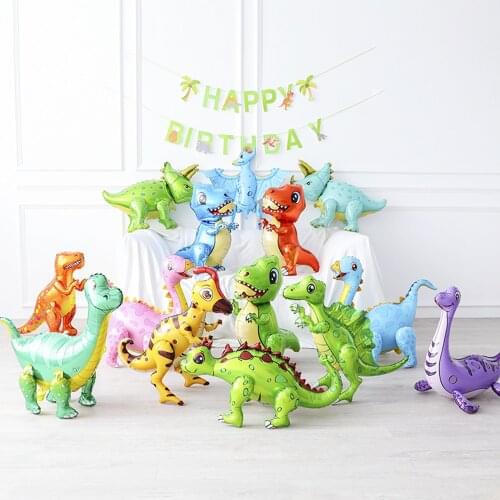 1pc Large 3D Dinosaur Foil Balloon Standing Walking Dinosaur Balloons Birthday Party Decoration Kids Toys Baby Shower Globos