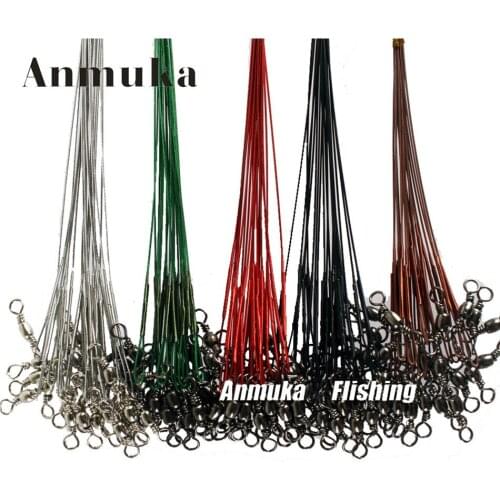 20PCS Anti Bite Steel Fishing Line Steel Wire Leader With Swivel Fishing Accessory Lead Core Leash Fishing Wire 12CM-28CM