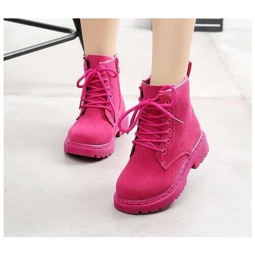 2021 Winter Girls Boots Kids Martin Boots Sport Shoes Casual Kids Girls Shoes Boots Slip Waterproof Leather Lace Up Shoes