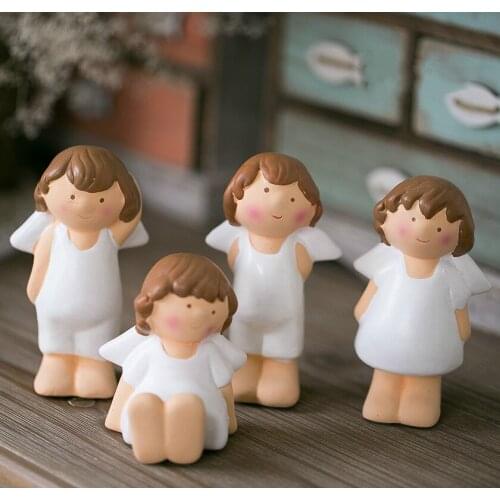 4PCS/SET Ceramic Little angel girls figurines home decoration accessories for living room
