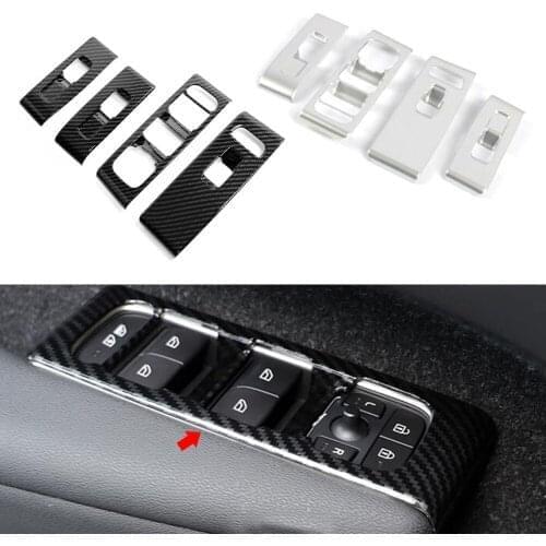 Carbon Fiber Style Window Switch Lock Cover Trim Decoration Sticker 4pcs For Volvo XC40 2018 2019 2020 Car Accessories