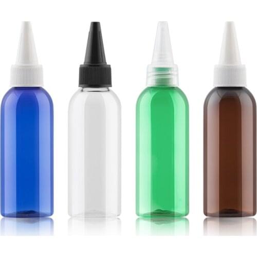 48Pcs 80ml Transparent Brown PET Plastic Empty Bottle With Long Nozzle Header Cap Travel Cosmetic Shampoo Refillable Bottles