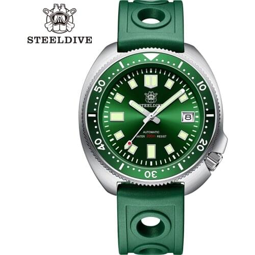 STEELDIVE Design SD1970 Brand 44MM Dive Watch Japan NH35 Ceramic Bezel Super BGW9 C3 Luminous 200M Waterproof Mens Wristwatch
