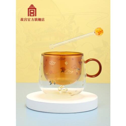 Palace Museum Osmanthus Fragrans Floating Moon Double Layer Glass Cup Birthday Gift Water Cup Palace Museum