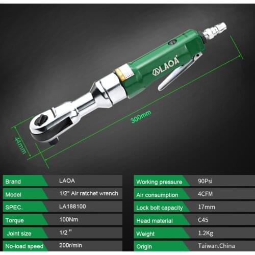 LAOA Pneumatic Ratchet Wrench L Shape 1/2" Air Wrench Mini Workshop Tools Repair Car Forward and Reverse Pneumatic tools