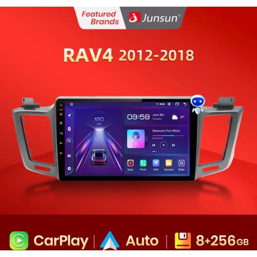 Junsun V1 Android 10 AI Voice Control 4G Car Radio Multimedia Navigation GPS For Toyota RAV4 2012 2013 2014-2018 2 Din no DVD