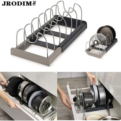 Kitchen Storage Holder Expandable Dish Drainer Drying Rack Retractable Pot Lid Rack Stainless Steel Spoon Pan Cover Drain Shelf
