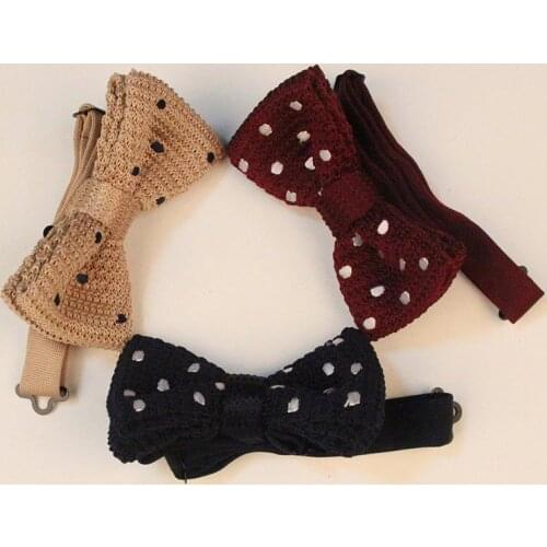 Linbaiway Male Polka Dots Bowtie for Mens Classic Knitted Bowties Butterfly Wedding Party Necktie Suit Tuxedo Bow Tie Gravatas