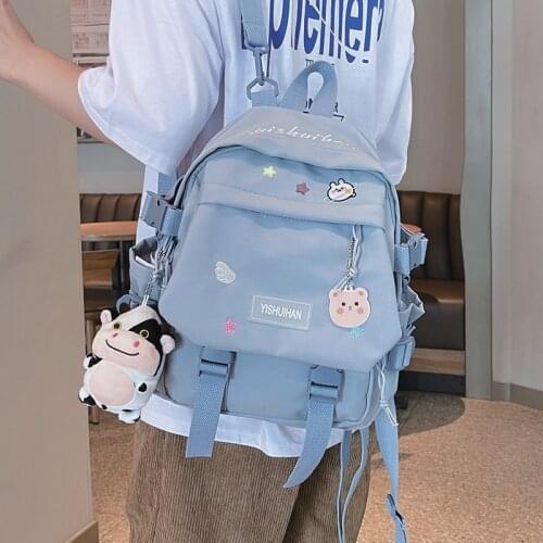 Patchwork Women Backpack for Cute Girls Nylon School Bag Casual Female Anti Theft Rucksack Ladies Preppy Style Bookbag Mochila