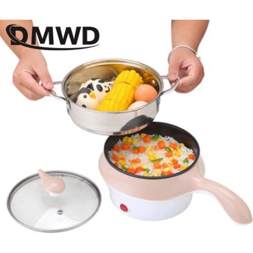 DMWD 1.2L Multifunction Electric Cooking Pot with Steamer Non-stick Rice cooker Hot pot noodles boiler food warmer steamer fryer