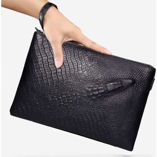 Men Crocodile pattern clutch bag men business Genuine Leather bag Retro Men clutch Bag male leather Handbag men mobile phone bag