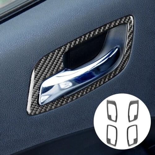 Door Handle Cover Trim Left-hand Drive Decor Adhesive Promoter Luxury And Stunning Red Black Smooth Touch Carbon Fiber Interior