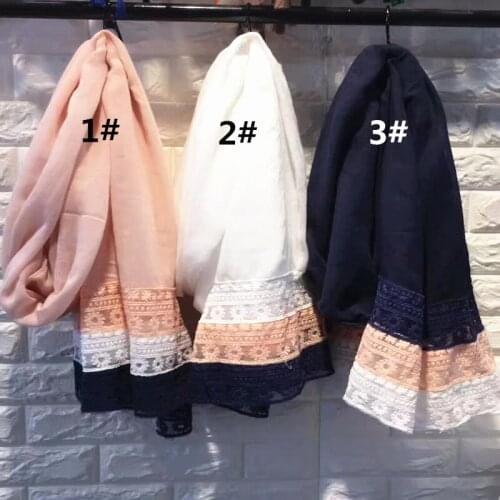 Solid plain luxury flower lace elegant women scarf/scarves new fashion viscose shawls muslim hijab wraps bandana 10pcs/lot