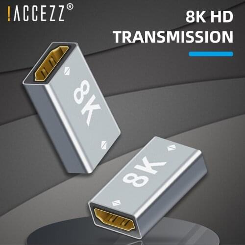 !ACCEZZ Female to HDMI-compatible Female Extender Adapter 3D HD 8K Cable Cord Extension Video Connector For HDTV HDCP Laptop TV