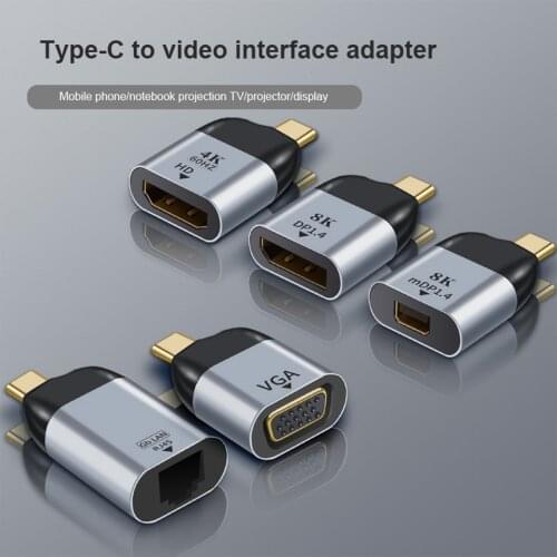 HD Video Converter USBType-C To Vga/type-c To DP/type-c To RJ45/type-c To Hdmi-Compatible/Type-C To mini DP 4K 60Hz For Phone