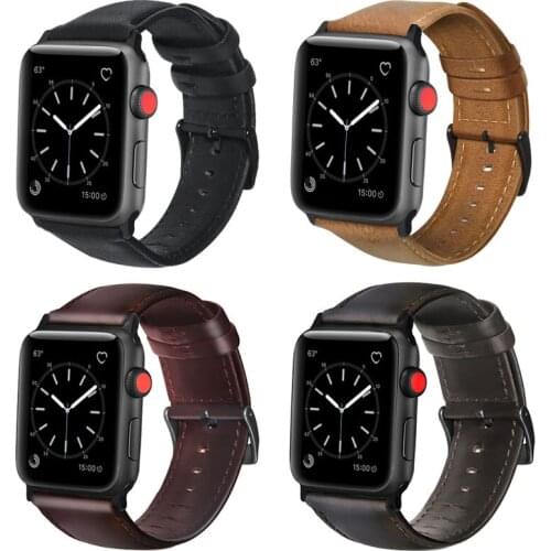 Compatible with Apple Watch Band 44mm 42mm 40mm 38mm, Genuine Leather Replacement Band for iWatch Series 6 5 4 3 2 1