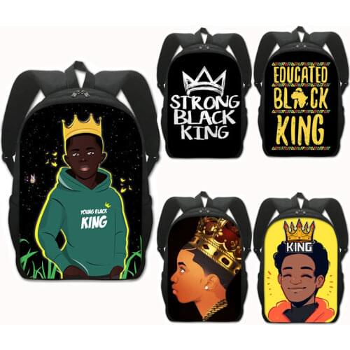 Young Black King Letter Print Backpack Children School Bags for Teenager Afro Boys Book Bag Men Rucksack Hip Hop Travel Backpack