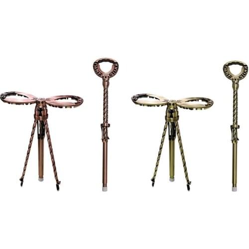 Folding Cane Seat Outdoor Camping Cane Stool 85-99cm Telescopic Walking Stick Hiking Crutch Chair Bronze