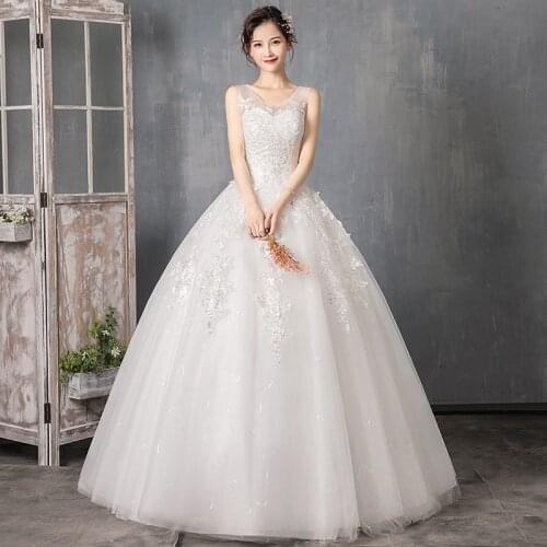 Wedding Dress Lace Up Ball Gowns New Bride Embroidery Wedding Dresses Women Luxury Flower Dress
