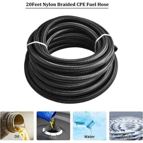 Universal 20 Feet Black 6AN Nylon & Stainless Steel Braided Fuel Oil Gas Line