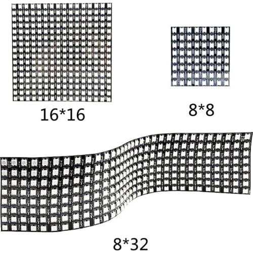 DC5V WS2812B Led DigitaI PaneI Matrix FIexibIe Screen 5050 RGB IndividuaIIy AddressabIe PixeIs 8*8 64led 16*16/8*32 256led IP30