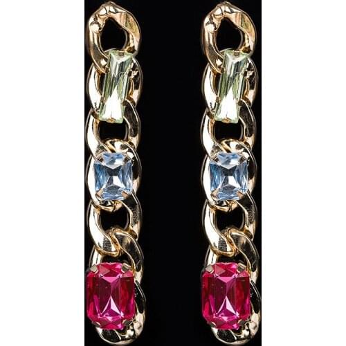 YFJEWE New Arrive Fashion Jewelry Large chain collocation bright elegant crystal drop earrings Women Wedding Long Earrings #E032