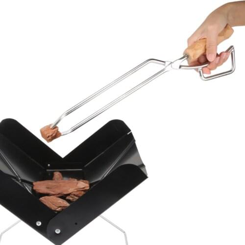 Charcoal Clip Portable Heat Resistant Wood BBQ Stainless Steel Duckbill Tongs for Outdoor Camping Picnic Accessories