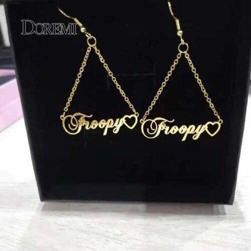 Stainless Steel Custom Name Drop Earrings For Women Personalized Any Letters Chain Eardrop Handmade Jewelry Birthday Party Gift