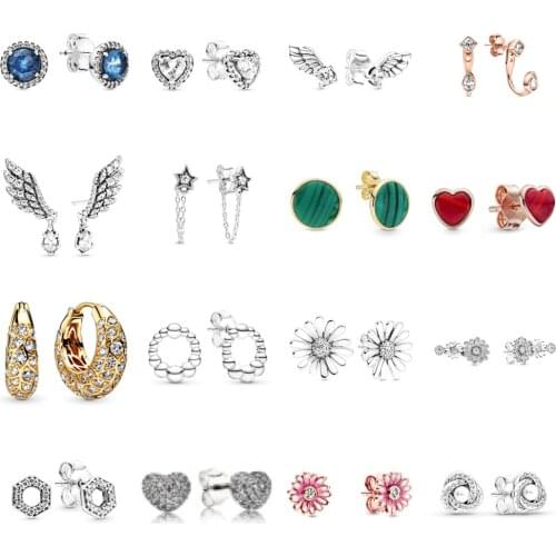 NEW 2021 100% 925 Sterling Silver Gem Flower Earring Women Fit DIY Original Bracelet Fshion Jewelry Gift