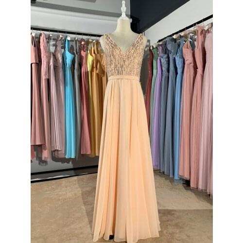 2019 new different color Bronzing long Beading Stretch cloth champagne luckgirls Ruched Customizable fashion prom dress