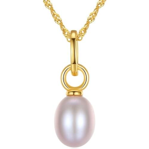 White Purple Pink Natural Freshwater Pearl Pendant Necklace With 925 Sterling Silver Chain Elegant Fine Jewelry For Women JPN324