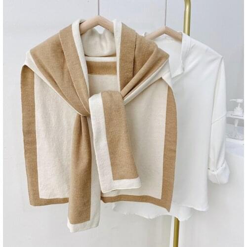 Winter Autumn Solid Color Knitted Shawl Soft Warm Shoulder Pashmina Winter Autumn Casual Collar Neck Wraps Scarf