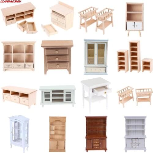 1PC 21 Styles Miniature Closet TV Book Cake Bedside Table Cabinet Shelf Legs Cupboard Model Dollhouse Furniture Decor DIY Toys