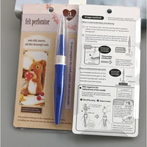 1pc Mini Needle Felting Needlework Handle Holder With 3 Needles Wool Felt Embroidery Tool Pink / Blue Color For Wool Felting