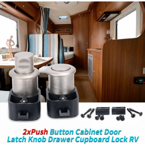2xPush Button Cabinet Door Latch Knob Drawer Cupboard Lock RV Caravan Van Camper Trailer Boat Yatch Furniture Hardware plus