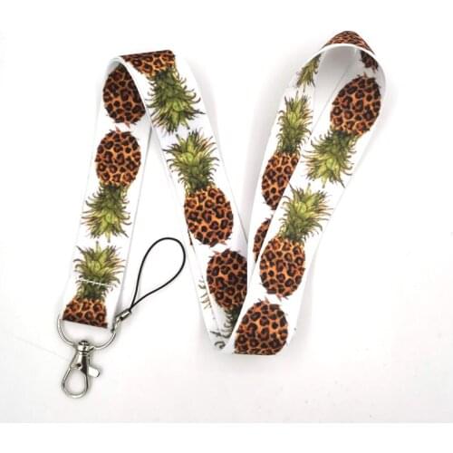 20pcs Leopard pineapple Neck Strap Lanyards ID badge card holder keychain Mobile Phone Strap Gift Ribbon webbing necklace