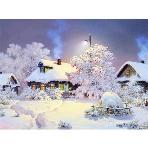 New Diamond Painting DIY Diamond Full Diamond Round Diamond Cross Living Room Decoration Crafts Winter Countryside