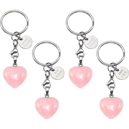 Ayliss Natural Stone Custom Name Keychain Personalized Gem Key Chain Healing Crystals Heart Pendant Keychain for Women Girls