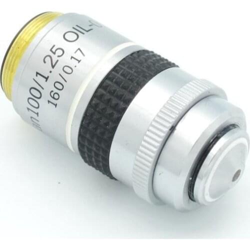 Free shipping,Microscope Objective-100X (Oil) Darkfield Microscope Plan Objective w/ Iris for Biological Microscope with 195mm