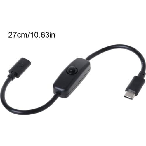 Type C Power Supply USB-C Male to Female Extension Cable On Off Switch for Raspberry Pi 4 An-droid Mobile Phone 27cm R9UA