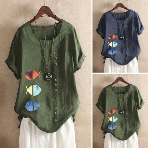 Fish Print Maternity Blouses Short Sleeve T-Shirts Clothes 2020 Summer Loose Pregnant Women O-Neck Blouses Pregnancy Clothings