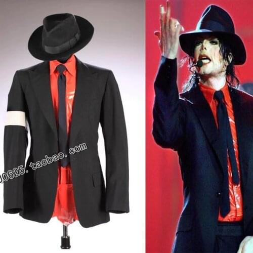 MJ michael jackson Dangerous Jam BAD Tour Black Punk Skinny Jacket Blazer Suit Show Performance Imitation formal dress Party