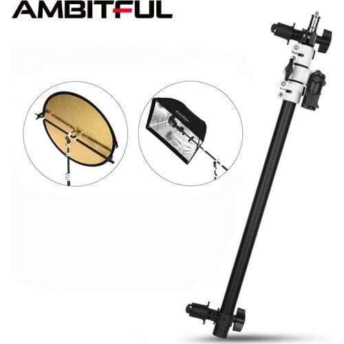 Holder Bracket Swivel Head Reflector Disc Arm Support with Telescopic Boom Arm Top Light Sandbag for Speedlite Mini Flash Strobe