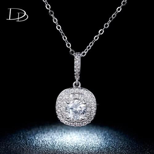 DODO Classic Square Design Pendant Necklace For Women AAA Cubic Zircon Luxury Choker Necklace Wedding Silver Color Bijoux DSN012