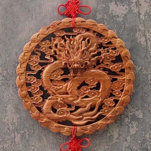 HOME OFFICE Company SHOP TOP Efficacious Money Drawing thriving business Lucky Royal Dragon Wood carving Hanging decoration