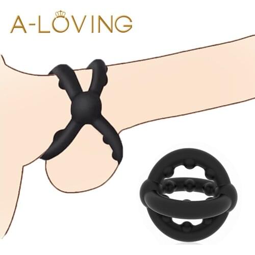 Double Penis Rings Cock Rings Mens Silicone Delay Sleeve Male Chastity Device Delay Ejaculation Adult Game Sex Toys for Men