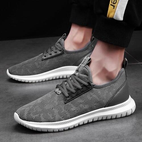 Large Size Breathable Men Shoes Sport Summer Athletic Shoes Mesh Mens Sneakers Light Weight Sports Shoes Running Gray Gym B-304